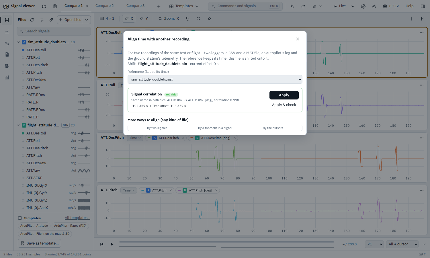 Align time: signal correlation finds the shift